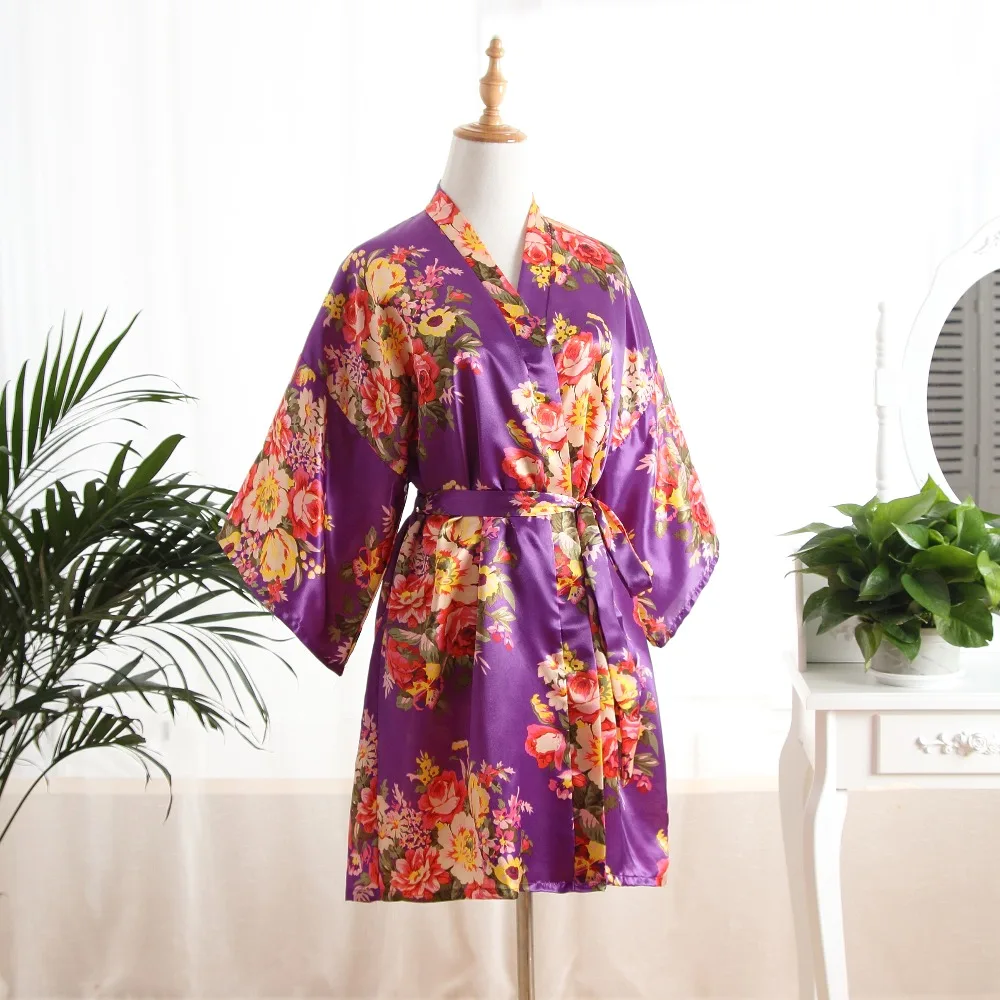 Фиолетовый сексуальный большой размер атласный ночной халат банный идеальный