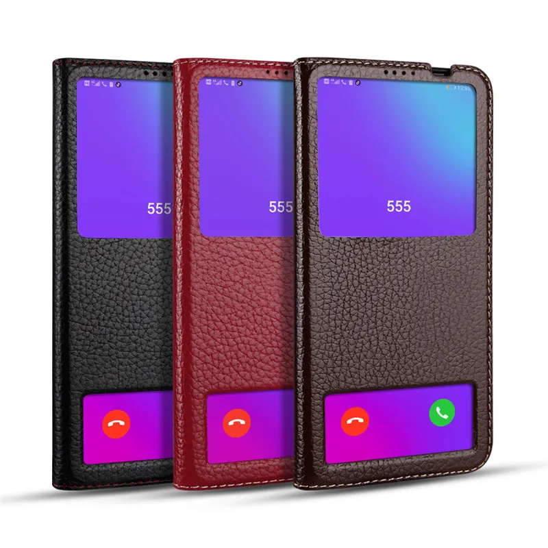 Для huawei P30 Lite/Nova 4e чехол на магните из натуральной кожи с зернистой текстурой личи