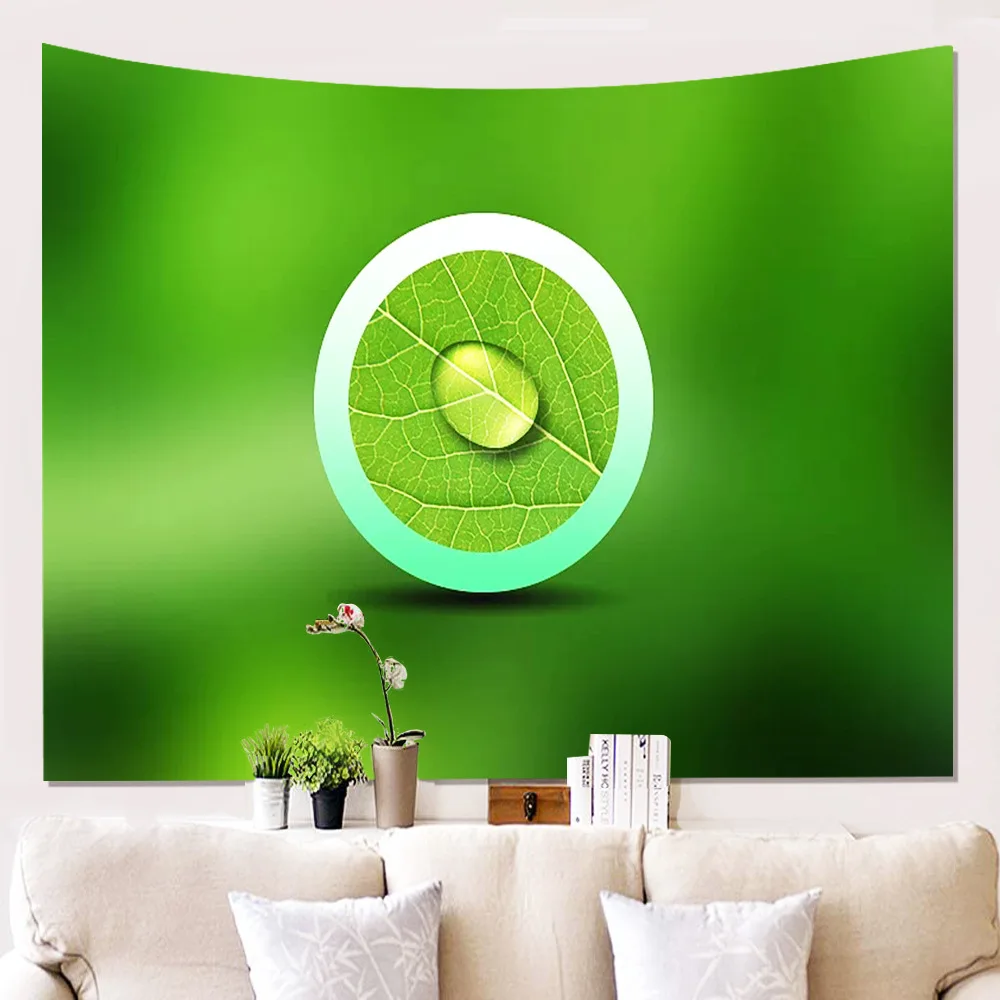 Гобелен настенный Мандала простые капельки воды Tenture росписи 200 см зеленый