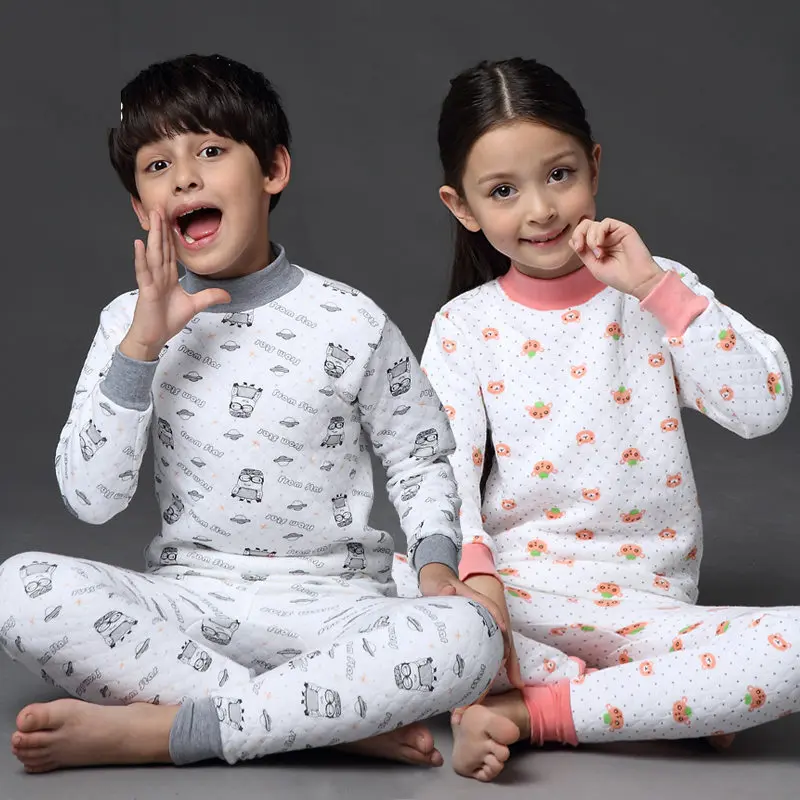 

Новинка 2018, термобелье для детей, утепленные теплые пижамы для мальчиков и девочек, комплект из 100% хлопка, детские зимние длинные пижамы John Подростковая Пижама