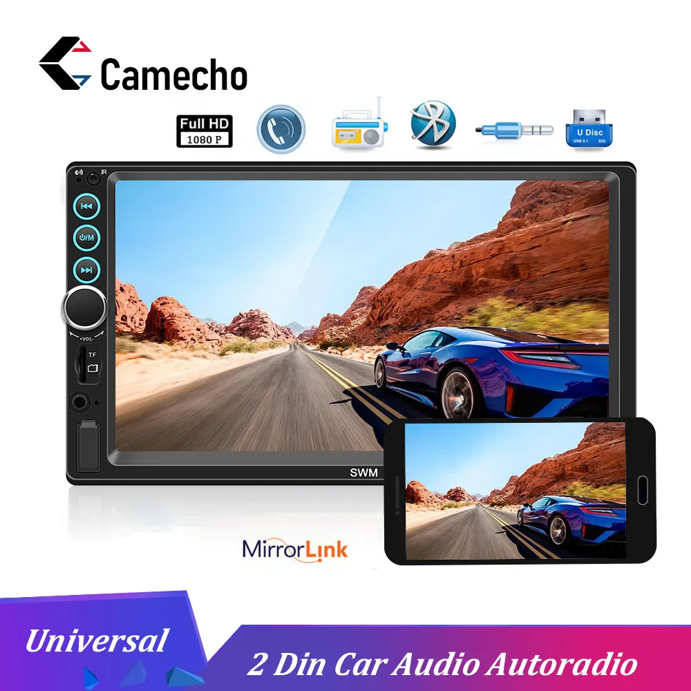 Camecho Автомобильный мультимедийный плеер 2 din Авторадио 7 &quotBluetooth автомобильный