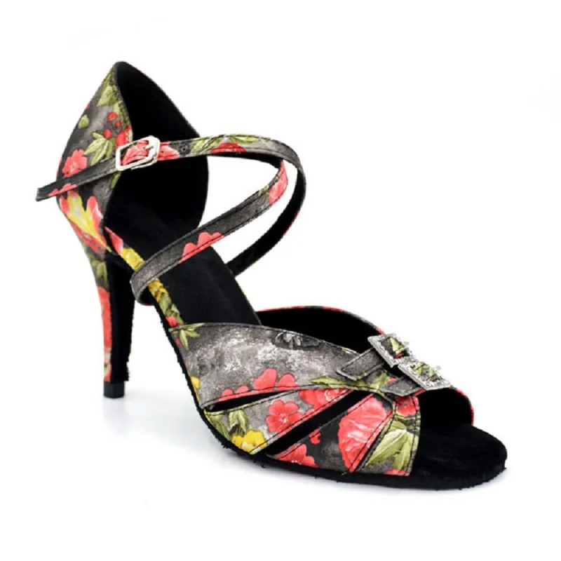 2017 Женская обувь для латинских танцев из сатина цвет коричневый черный женская