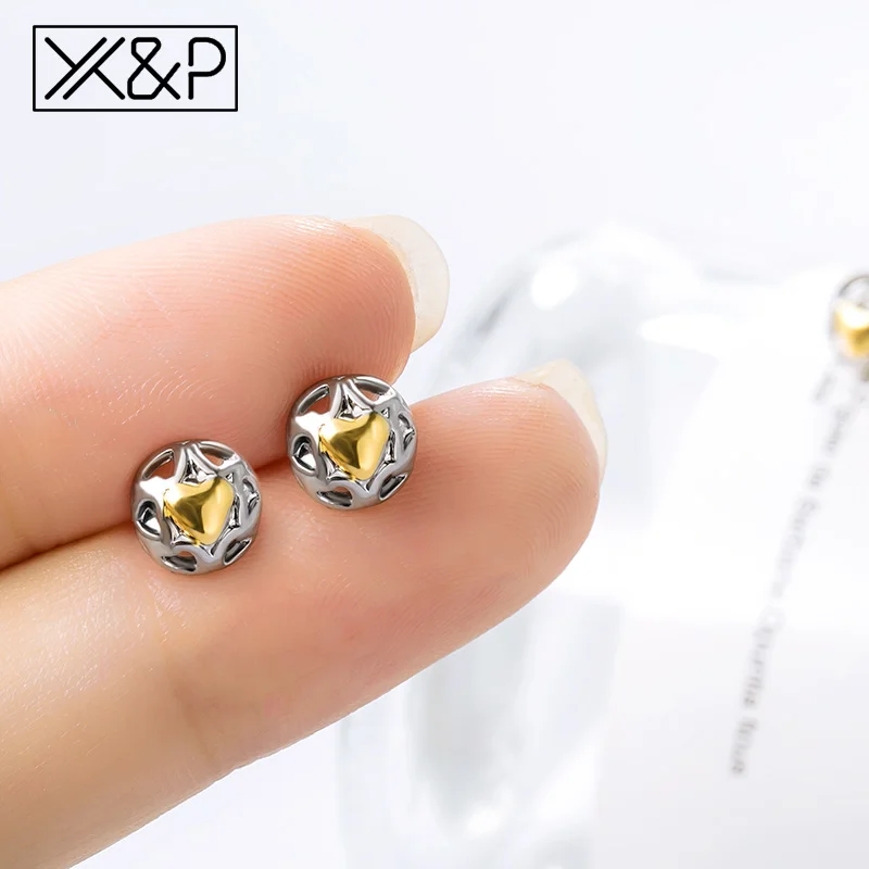 Женские серьги пусеты X & P из нержавеющей стали в Корейском стиле серебристого