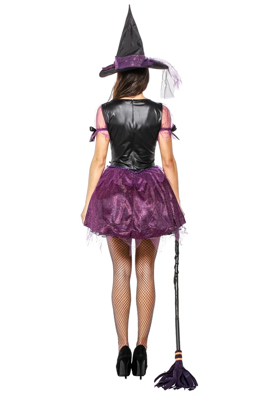 

Hot Witch Costume Cosplay For Halloween Carnival Cosplay Costume New Purple Witch Dress Full Set