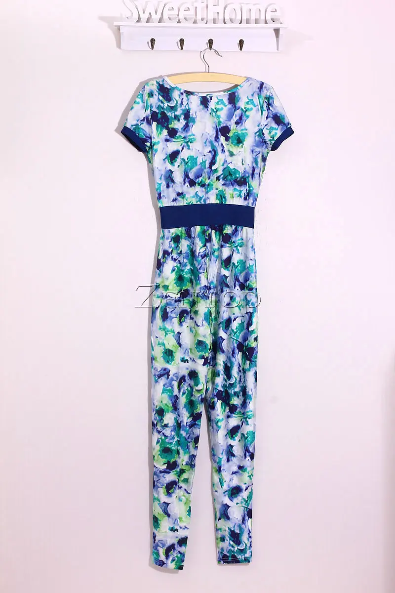 women bodysuit overall Printed high waist graceful hot selling playsuit celebrity elegant club party bandage rompers M608 |