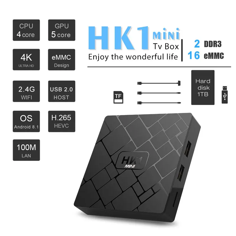 HK1 Мини Android 9 0 Смарт ТВ коробка RK3229 четырехъядерный 2 4G беспроводной Wifi RAM Гб ROM 16