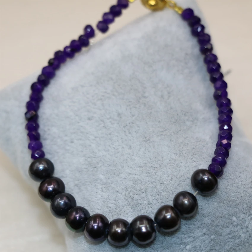 Браслеты из черного натурального пресноводного жемчуга 7 8 мм браслеты в богемном