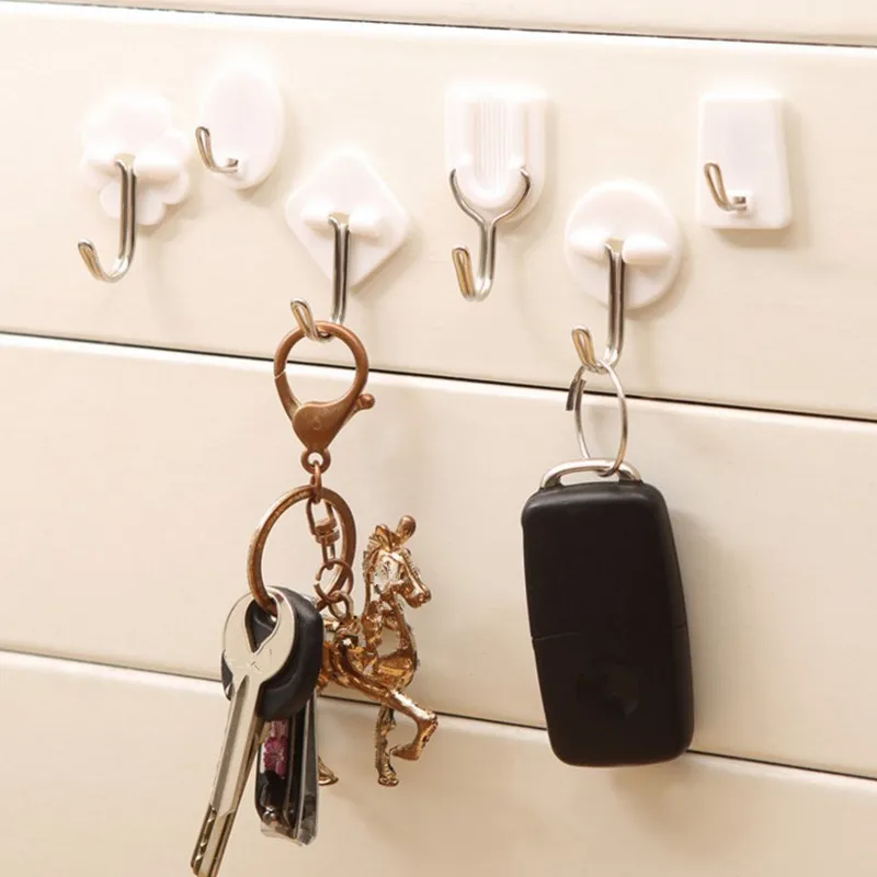 5 шт./лот белые липкие крючки прочный клейкий крючок для кухни ванной настенная