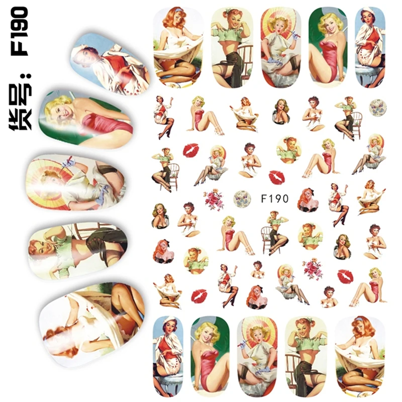 

1 sheet sexy lady style ADhesive Nails Art decorations Stickers decals nail accessories beauty manicure tool F190
