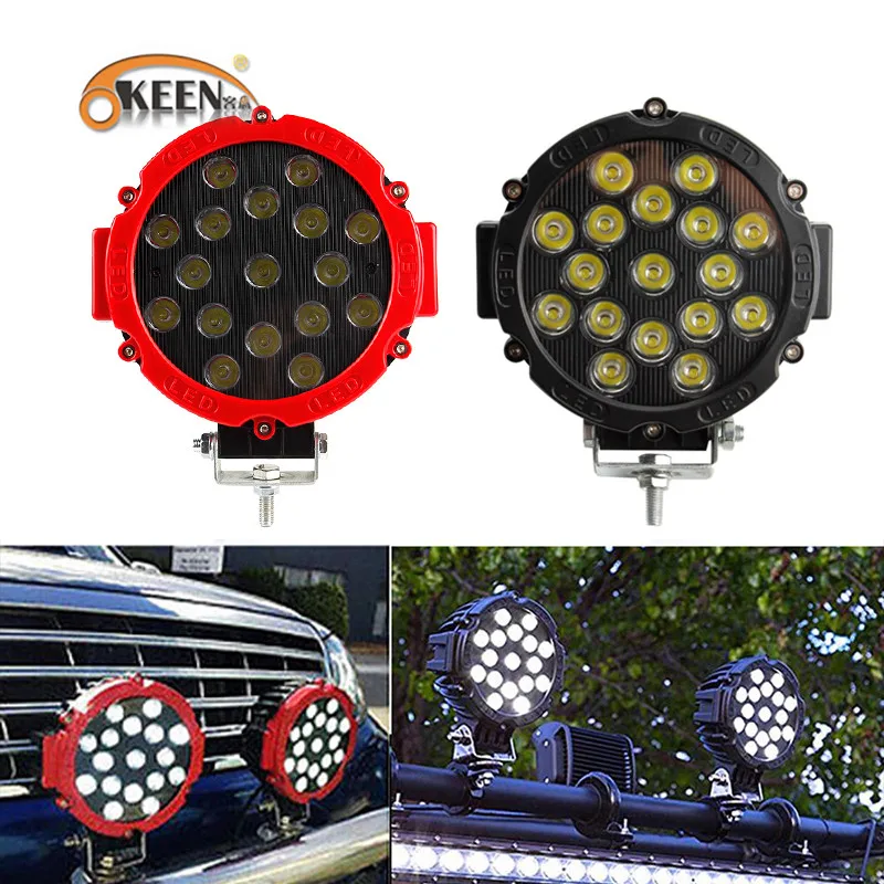 

OKEEN 2pcs Car 12V 51W 7inch LED Bar Work Light Offroad 4x4 Fog Lights Spotlight For Boats Atv Light Work Lamp 24V LED Light Bar