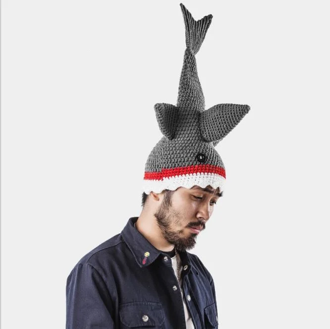 Кубическая Акула Модель игрушка кукла животное комплект вязаная шапка + шарф