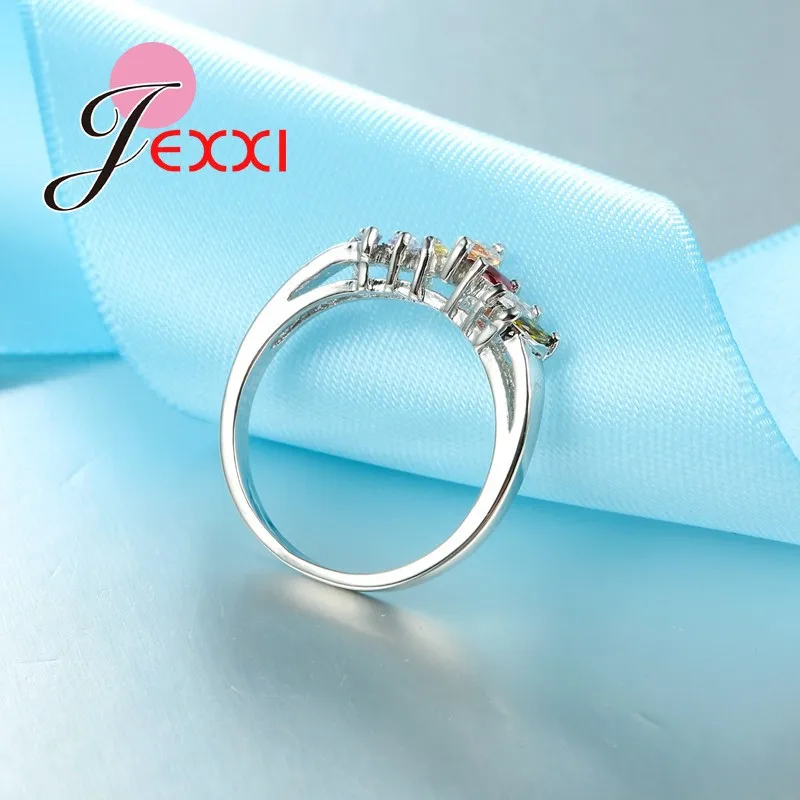 

Pretty Colorful Oval Cubic Zircon Crown Rings 925 Sterling Silver Fashionable Ring Decoration For Women Wedding Jewelry