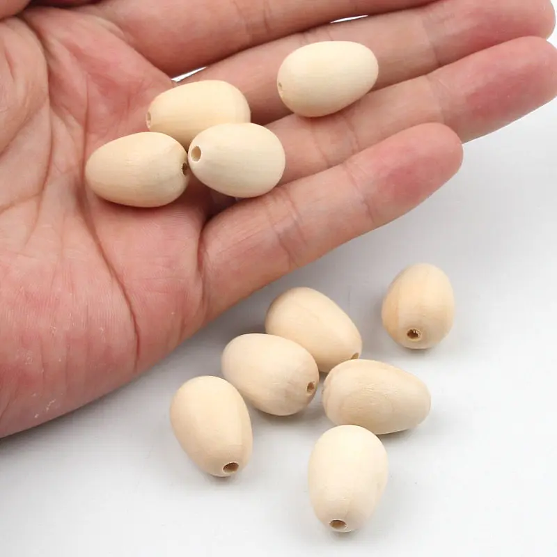 Натуральное органическое ремесло овальные деревянные бусины в форме яйца