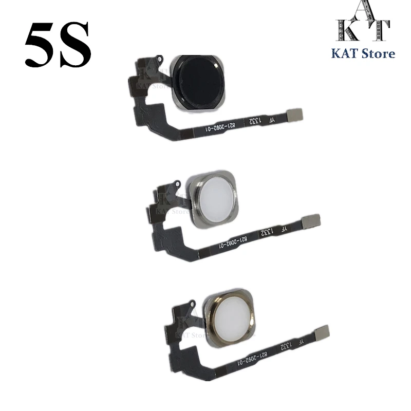 

KAT 5PCS Home Button with Flex Cable Ribbon for 5S 5SE Complete Assembly black/white/gold Replacement Parts