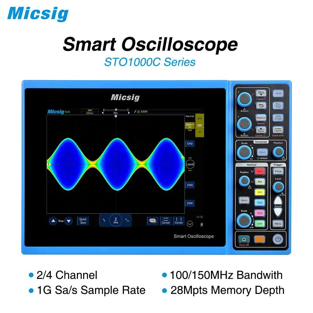 

Micsig Digital Smart Oscilloscope 100MHz 2CH 4CH handheld oscilloscope automotive scopemeter oscilloscope osciloscopio STO1000C