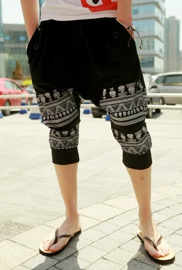 Hot-selling designer men drop crotch capri pants printed casual sports  harem for men plus size cropped pants - купить по выгодной цене | AliExpress