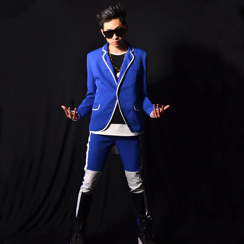 (Куртка + брюки) синий мужской костюм комплект из 2 предметов со звездным певцом и