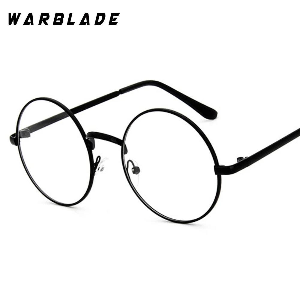 Warblade круглые очки nerd, прозрачные линзы, унисекс, Золотая круглая металлическая оправа, очки, оптическая оправа для мужчин и женщин, оправа для очков, поддельные очки - Цвет оправы: black