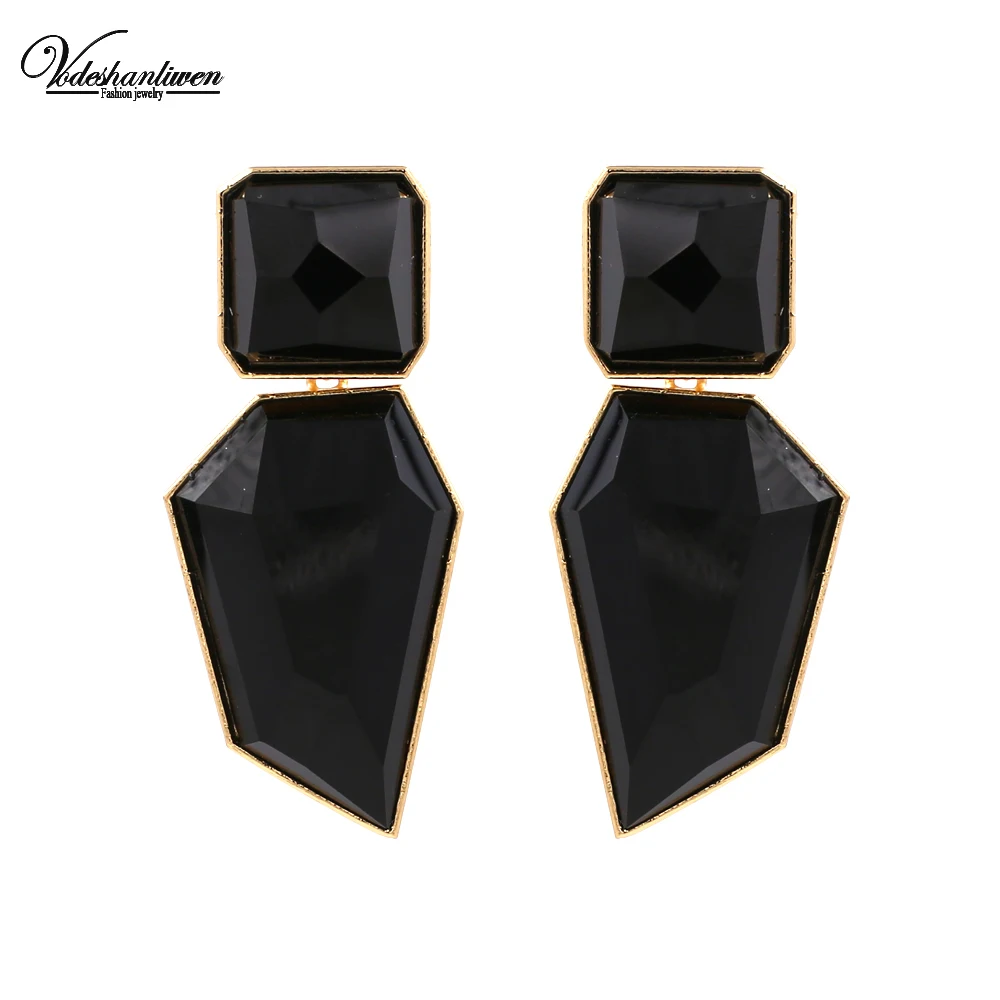 Vodeshanliwen Fashion Brand Transparent Geometric Crystal Big Earrings For Women New za Statement Dangle Accessories | Украшения и