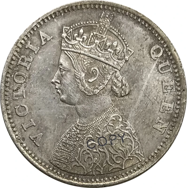 1862 индийская половина Rupee Victoria Queen предметы коллекционирования из мельхиора