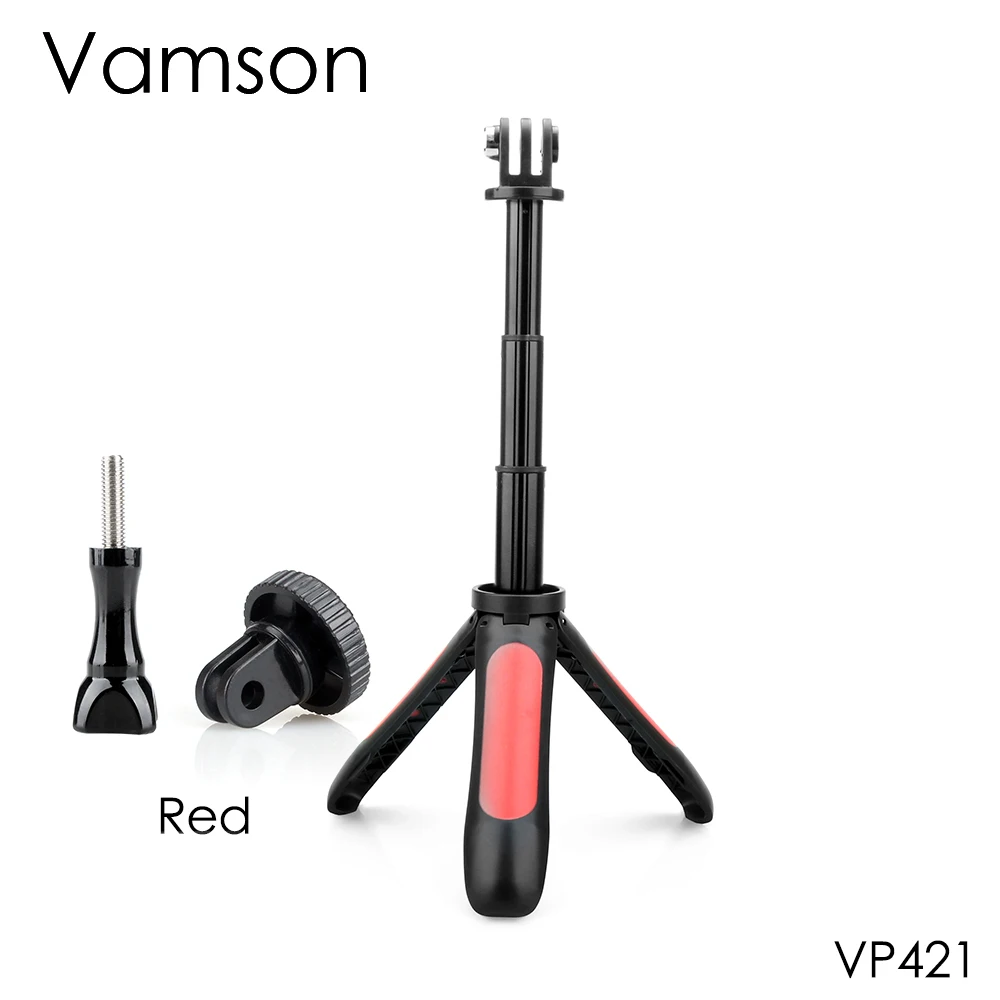 VP421 Red Vamson выдвижная ручка штатива Карманный Полюс Мини селфи палка для Gopro Hero 8 7 6 5 для мобильного телефона для Xiaomi yi VP421 - Цвет: VP421 Red