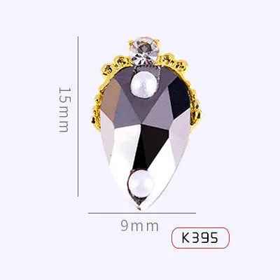 K395 10 шт./лот 3D Аврора слез металлизированные для дизайна ногтей ювелирные изделия горный хрусталь жемчуг падение ногтей части украшения маникюрные украшения ногтей аксессуары - Цвет: K395