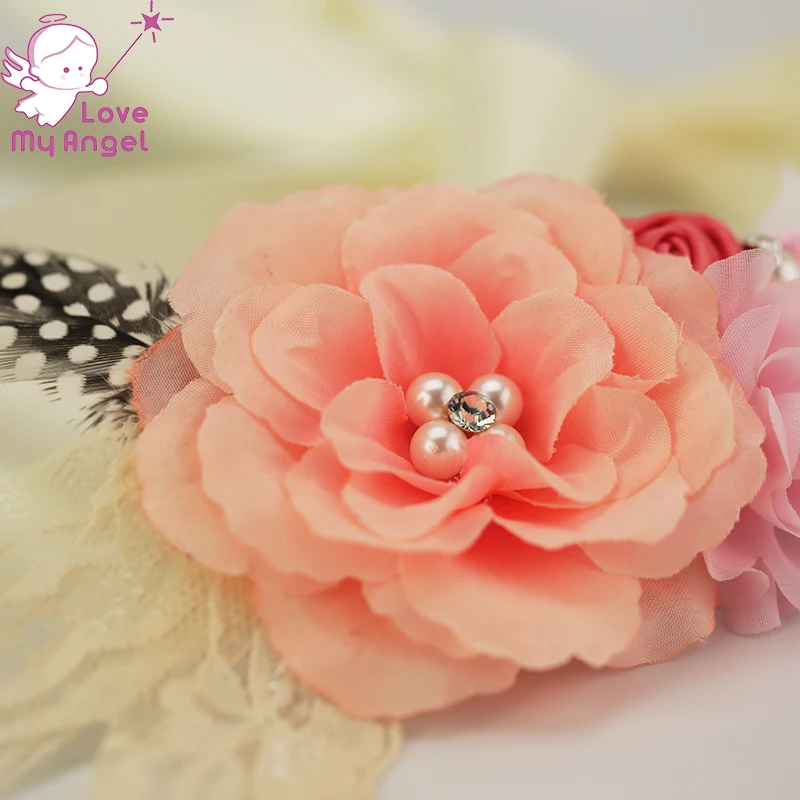 10 шт./лот винтажный коралловый персиковый свадебный пояс с цветами для девушки