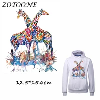 zotoone colorful giraffe patch for clothes t shirt ironing on patches stickers diy heat transfer accessory washable appliques c