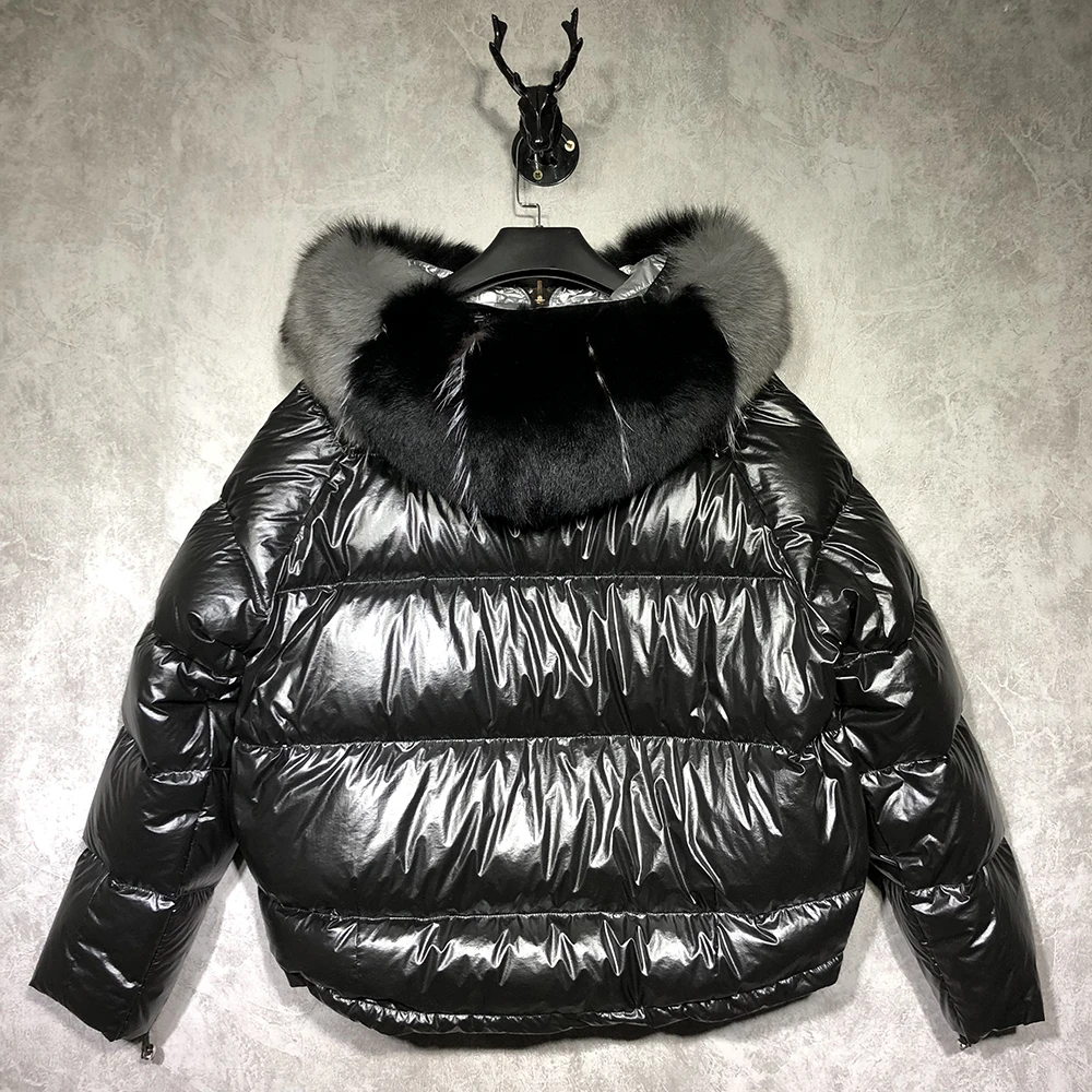 YOLOAgain женская теплая парка пальто с мехом Дамы high street Настоящее большой меховой