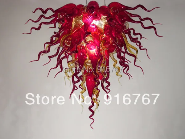 

C124-Hand Blown Red Glass Chandelier Romantic Style