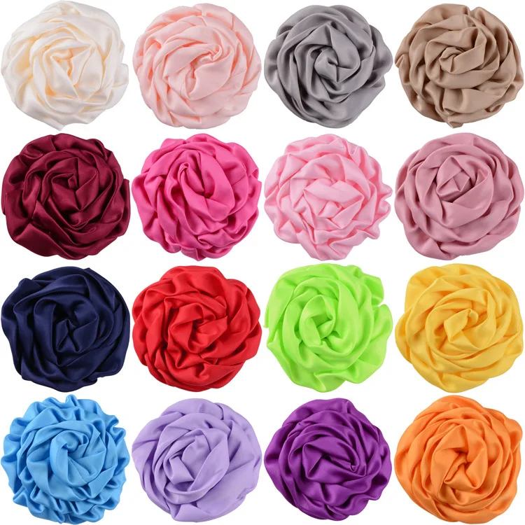 

New Lovely headdress satin fabric clothing accessories girls Headdress rolled Hair flower for Hair band