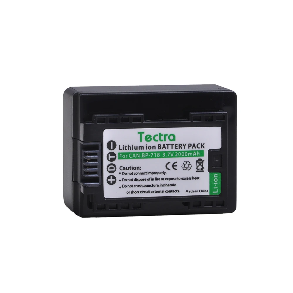 Аккумулятор для фотокамеры Canon VIXIA HF M50 M500 M52 R300 R32 R40 R42 R50 R52 R500 BP718 2000 мАч двойное