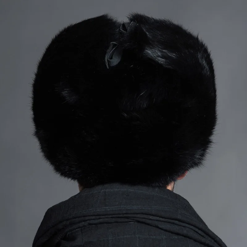 Мужские зимние теплые меховые шапки-бомберы Faroonee черные коричневые однотонные