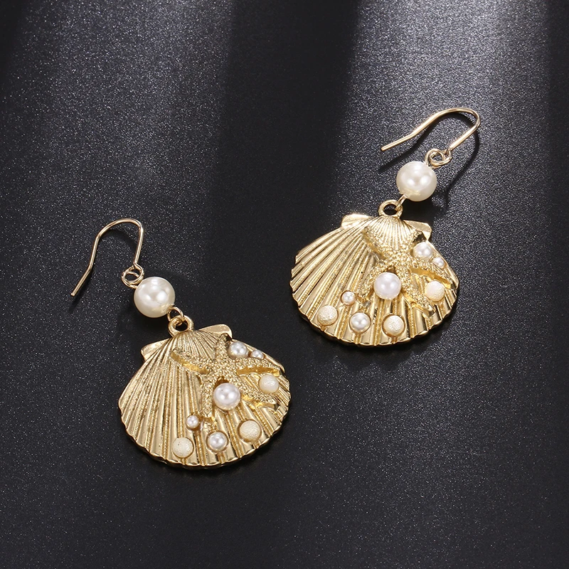 Круглые Висячие серьги для женщин в стиле бохо с морскими звездами и жемчугом |