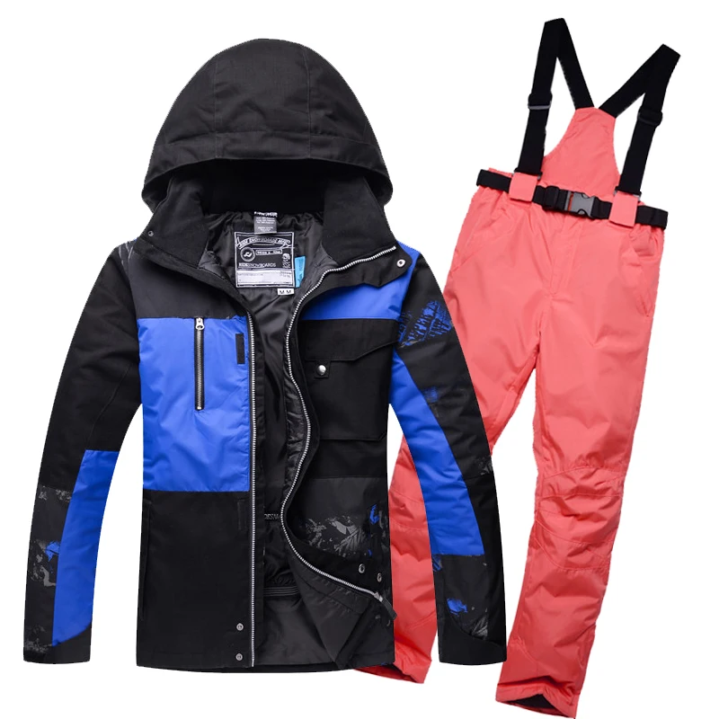 Мужской лыжный костюм зимняя куртка и штаны для катания на лыжах сноуборде