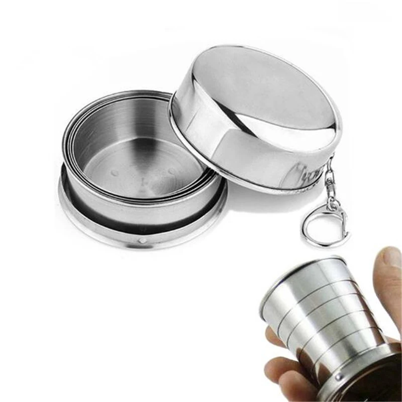 1 pc 75 ML Mini Glass Stainless Steel Portable Travel Folding Mug Telescopic Outdoor Folded Cups Collapsible Water Beer | Дом и сад