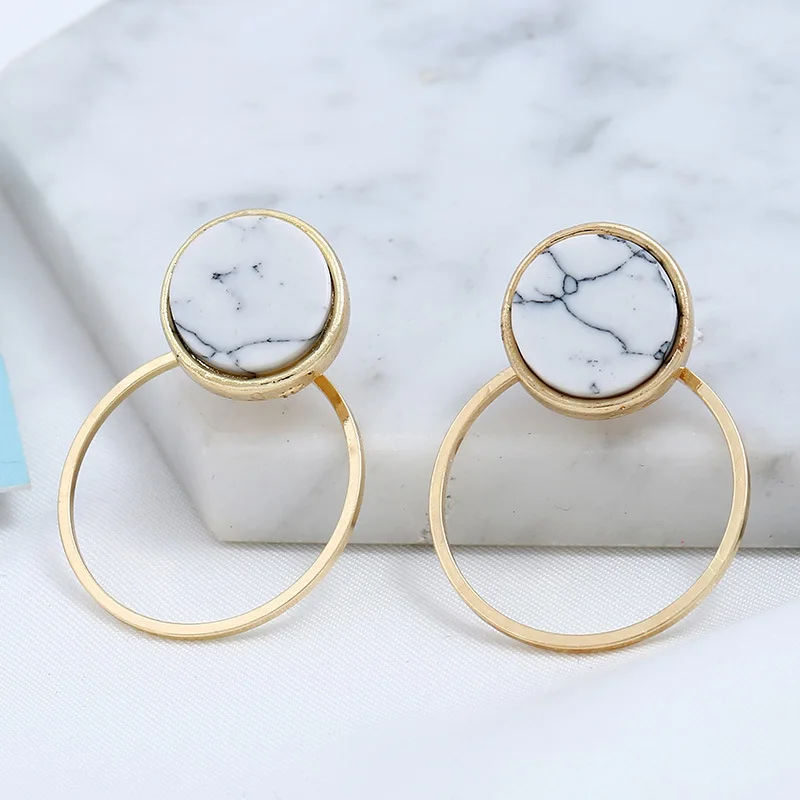 Женские серьги подвески из горного хрусталя геометрические массивные 2017