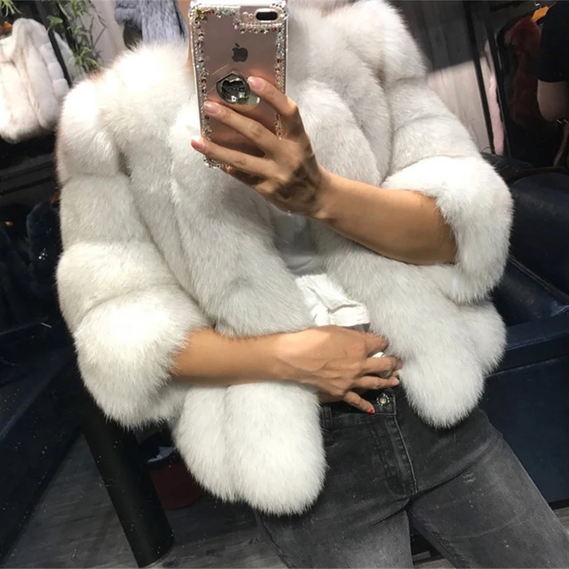 Новая модная зимняя натуральная Шуба TOPFUR шуба из натурального Лисьего меха для