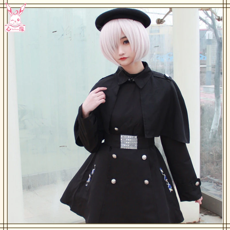 Cosplay Costume Mash Kyrielight/Matthew Kyrielight Cos Anime Fate/Grand Order Female Black Uniform Dress+cloak+belt+hat |