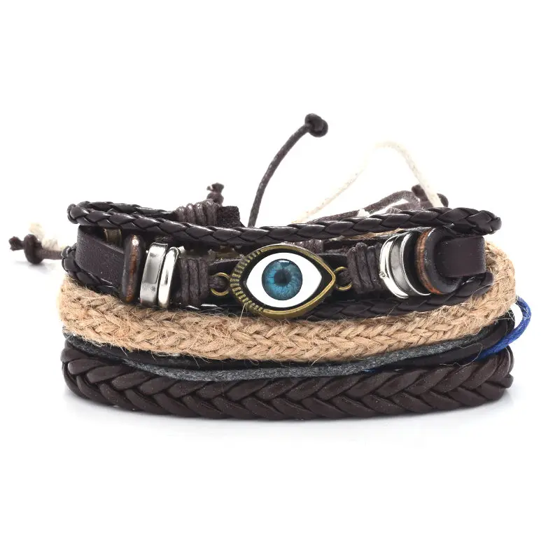 HYBZH Multilayer DIESEL Bracelet Men Casual Fashion Braided Leather Bracelets For Women Wood Bead Punk Rock Jewelry | Украшения и