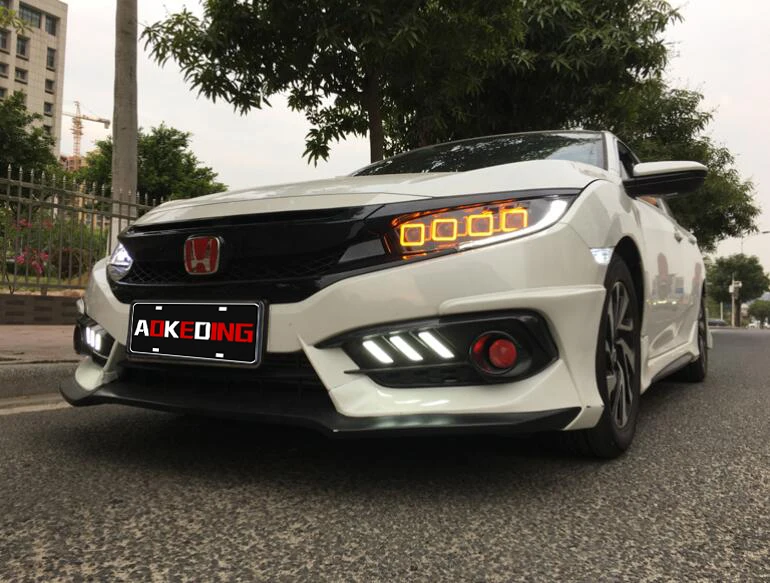 AKD автомобильный Стайлинг для Civic X Фары- Civic светодиодный фонарь DRL Hid опция Головной фонарь Ангел глаз луч аксессуары