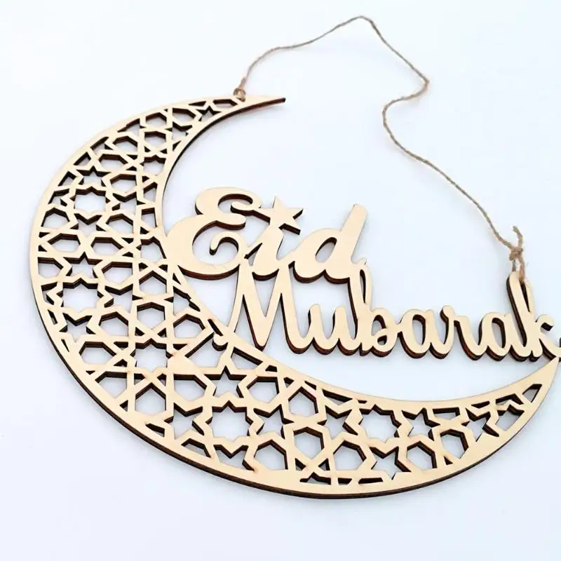 Деревянная мусульманская Eid Mubarak подвеска «сделай сам» Луна ислам полый подвесной орнамент Рамадан кулон украшение для дома DIY вечерние принадлежности
