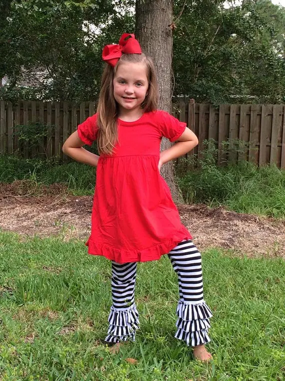 Осенние коричневые леггинсы для девочек с тройной оборкой Детские хлопковые