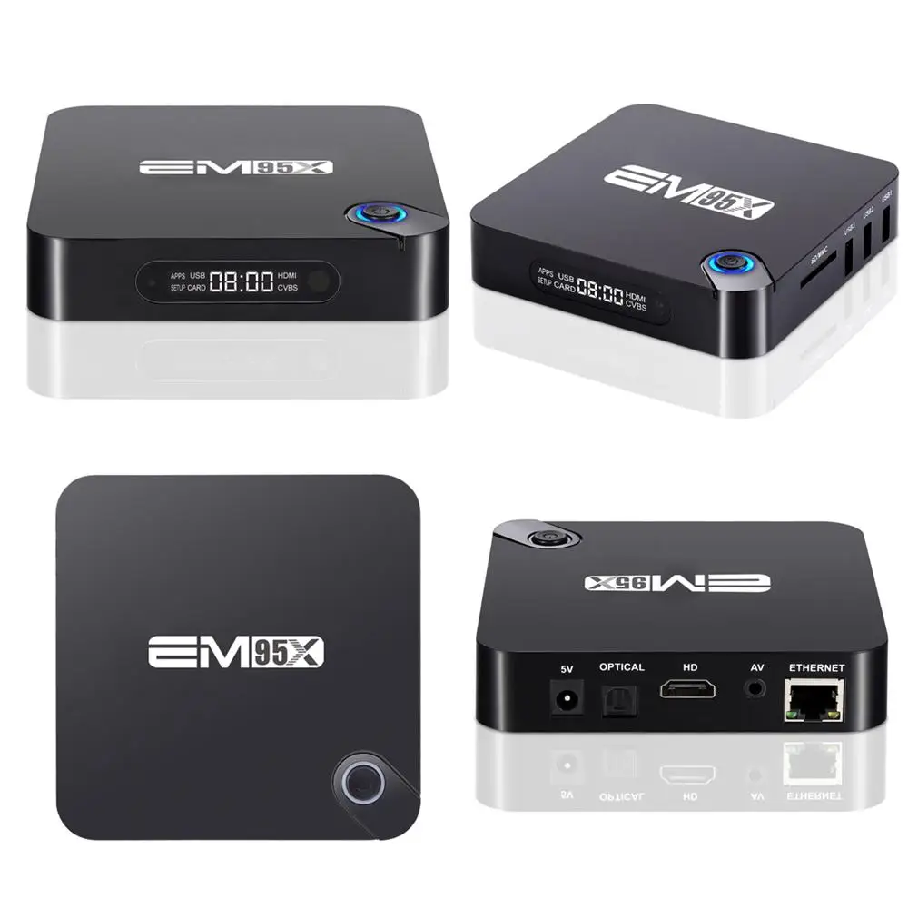 2 г/16 г Android 6.0 TV Box EM95X Amlogic S905X quad core A53 2.0 ГГц полный загружено Wi Fi 4 К H.265 потоковой
