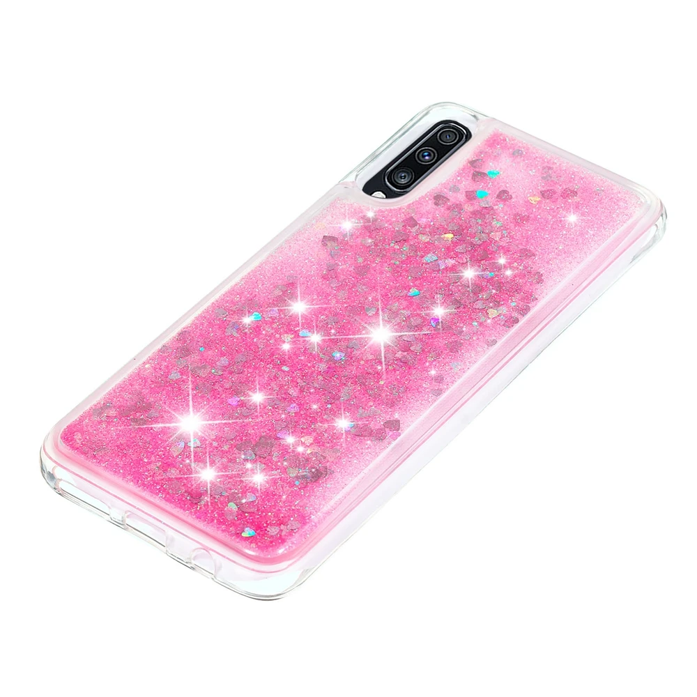 for Samsung A50 A70 Case Galaxy A7 2018 Glitter Dynamic Liquid Quicksand Cover etui A10 A20 A30 A40S | Мобильные телефоны и