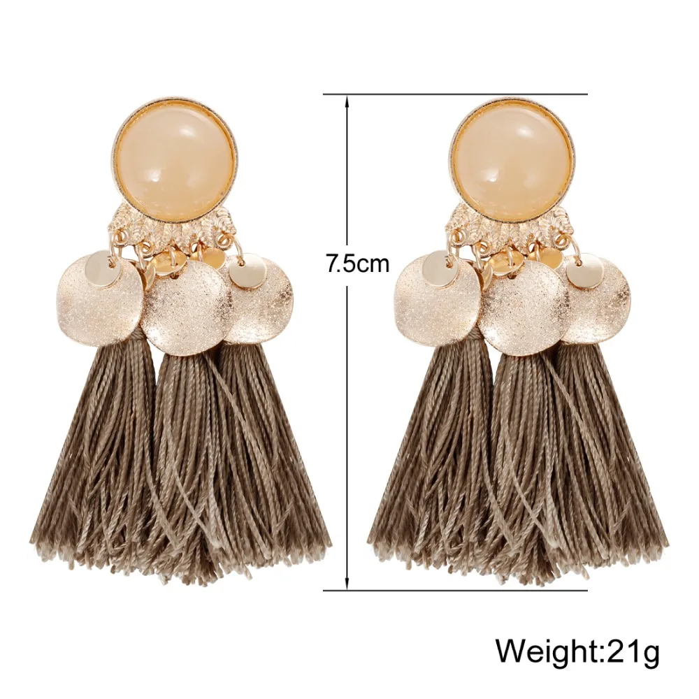 Boho Long Drop Dangle Fringe Earrings Vintage Women Tassel Gold Color Statement Female Accessories Jewelry | Украшения и