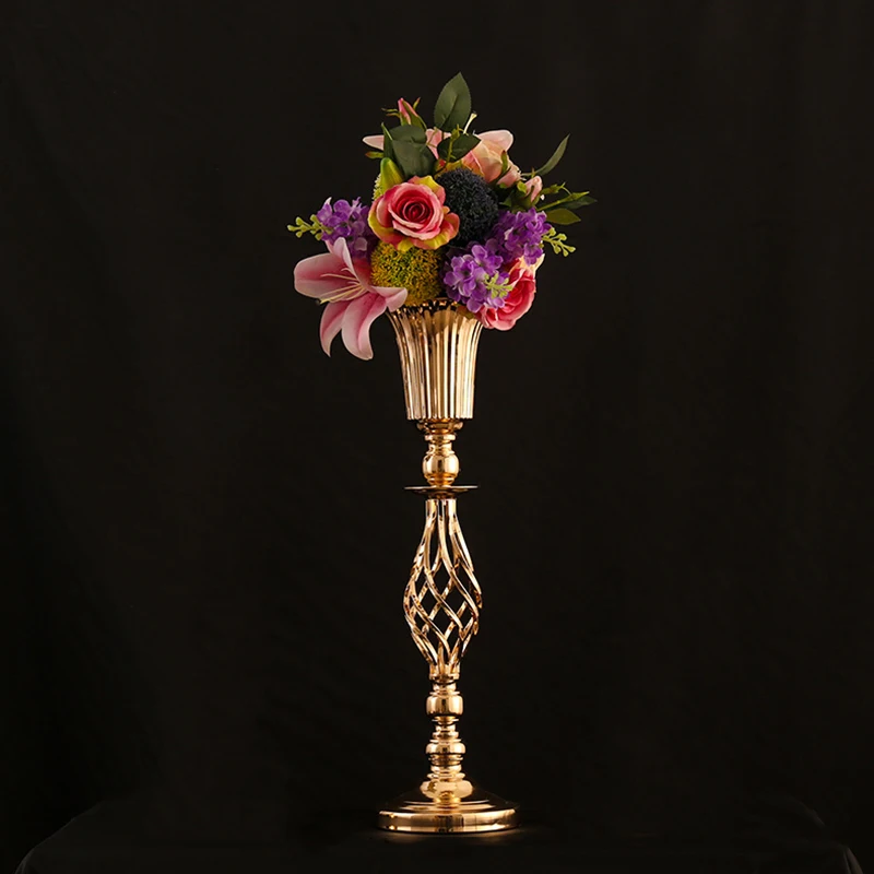 Золотая ажурная Цветочная ваза PEANDIM металлическая Свадебная дорога свинцовая