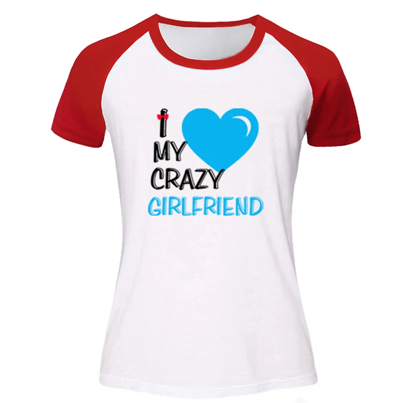 Женская футболка с принтом I Love My CRAZY Girl коротким рукавом|Футболки| |