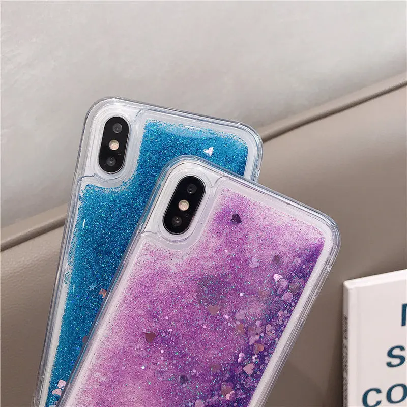 Модные чехлы для телефонов с жидким блеском и песком iphone 6 6s 5 5s SE 7 8 Plus 11 Pro X XR XS Max