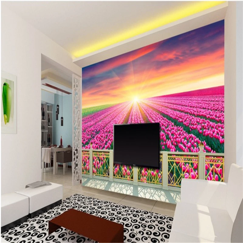 

beibehang Large custom wallpapers aesthetic balcony flowers 3D living room TV backdrop papel de parede 3d para sala atacado